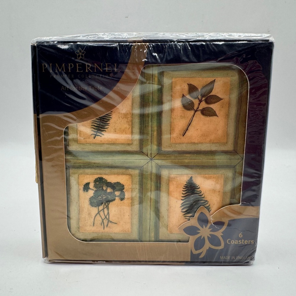 Pimpernel Herbs of Provence Coasters Set of 6 Tan New Botanical Made in England